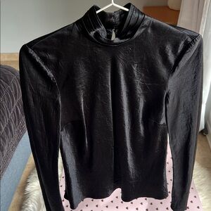 Rails Black Satin Blouse NWOT